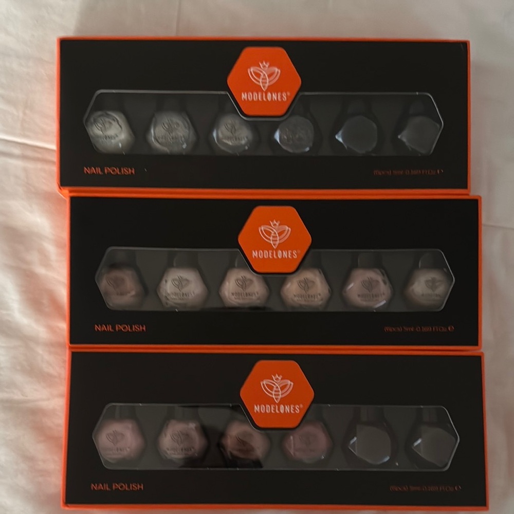 3 Pack Modelones Nail Polish Set. BN Never Used 5ml/ 0.169oz per bottle.